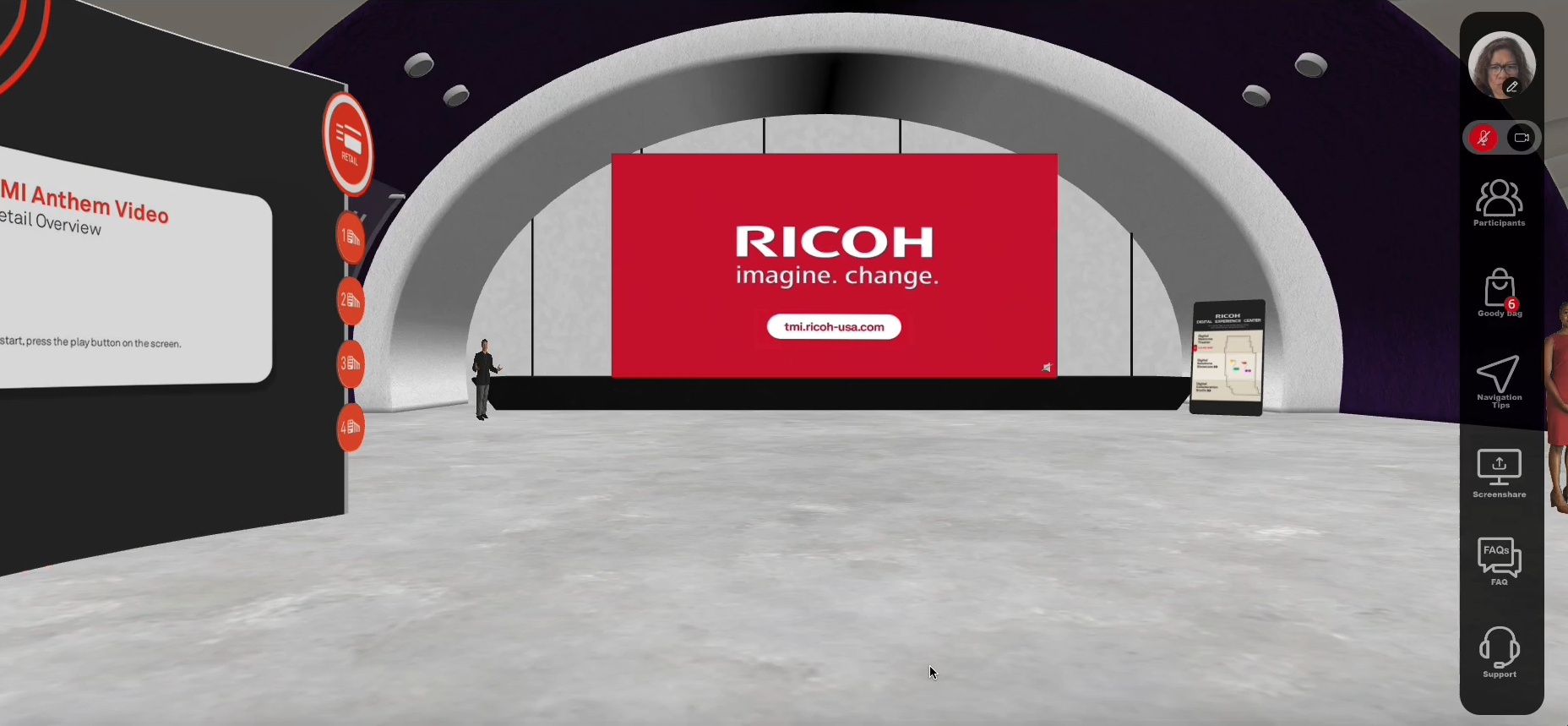 Ricoh Digital Experience Center virtual event environment in Oggi